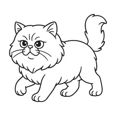 Obraz premium Line art of persian cat walking cartoon vector