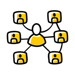 Networking Connected People System hand drawing icon for web and graphic design