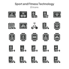 sport and fitness technology icons collection