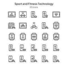 sport and fitness technology icons collection