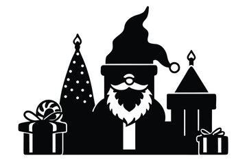 santa chimney gift silhouette vector art icon
