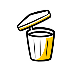 Trash Bin Container with Lid Open hand drawing icon for web and graphic design