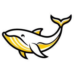Whale Ocean Mammal Symbol hand drawing icon for web and graphic design