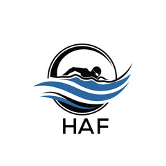 HAF Swimming  Company logo. HAF Water Sports logo design for entrepreneur and business. HTK Training Branding best icon.

