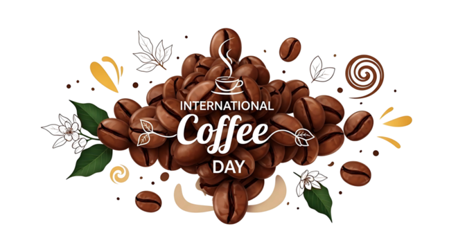 coffee beans on a white background international coffee day