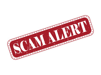 Scam Alert Rubber Stamp Seal on a Bar