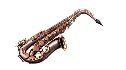 Realistic golden saxophone illustration on white background