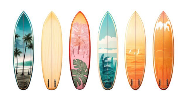 Realistic surfboard on the beach illustration on white background