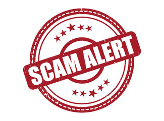 Scam Alert Rubber Stamp Seal with a Star Border