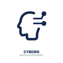 Cyborg icon. robot, android, futuristic, ai, technology, artificial intelligence, sci-fi, machine, humanoid. Vector Icon Illustration