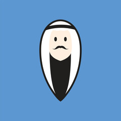 Arabian man whiskers with Turban logo. Arabian man logo vector line  potrait colorful design with dark background. Abstract graphic illustration. Simple Modern template logo.