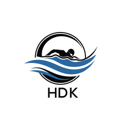 HDK Swimming  Company logo. HDK Water Sports logo design for entrepreneur and business. HTK Training Branding best icon.
