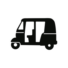 Silhouette of an auto rickshaw Three Wheeler icon, a common urban transport vehicle in Asian countries.