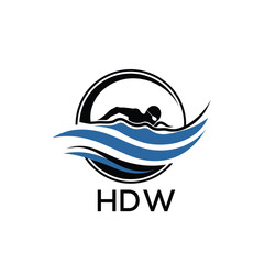 HDW Swimming  Company logo. HDW Water Sports logo design for entrepreneur and business. HTK Training Branding best icon.
