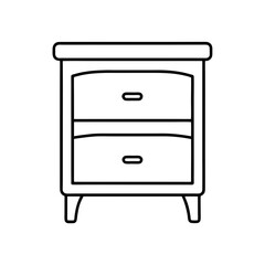 Outline drawing of a nightstand on transparent background