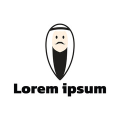 Arabian man whiskers with Turban logo. Arabian man logo vector line  potrait colorful design with dark background. Abstract graphic illustration. Simple Modern template logo.