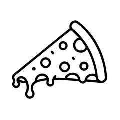 Cartoon pepperoni pizza slice with melting cheese outline drawing vector