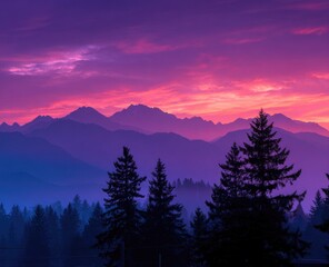 Obraz premium Misty mountain sunrise