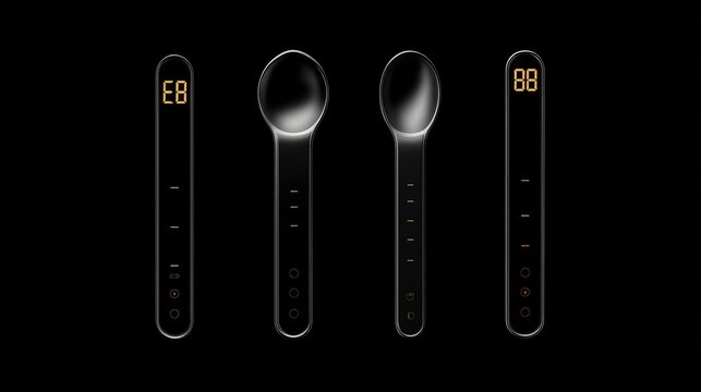 Digital spoons on a black background