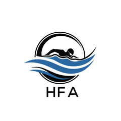 HFA Swimming  Company logo. HFA Water Sports logo design for entrepreneur and business. HFA Training Branding best icon.
