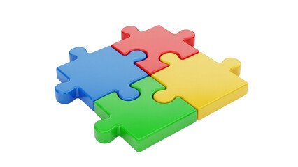 Obraz premium Connected colorful puzzle pieces on black represent teamwork solution concept