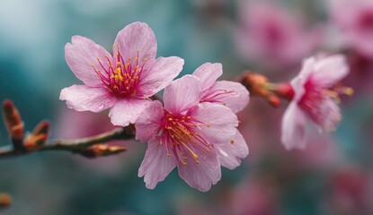 Delicate pink cherry blossoms in soft focus (8)