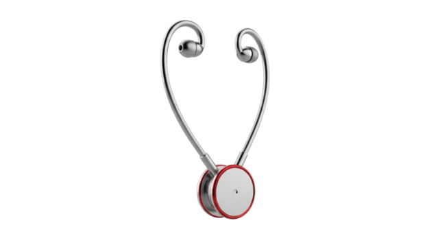 Silver Stethoscope Metallic Medical Device on Black Background