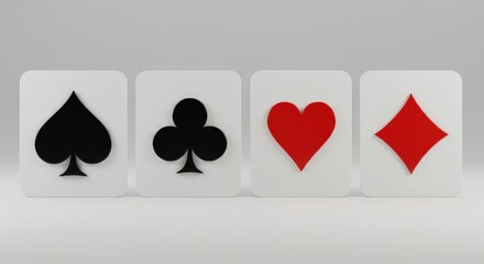 Minimalist White Background Four Suits of Playing Cards Representation