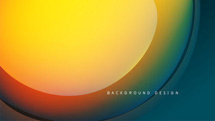 Abstract vibrant background. Smooth gradients blend yellow, orange, teal, black. Modern design evokes energy, flow.