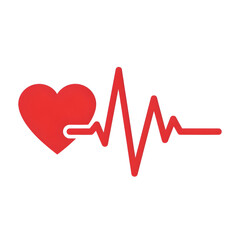 Red Heart with ECG Pulse Line Icon – Healthcare and Cardiology Symbol