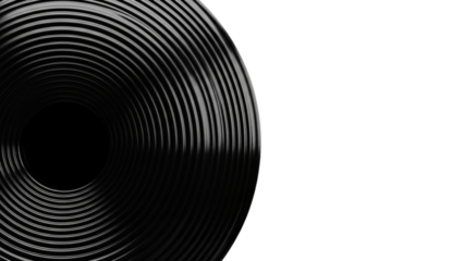 Abstract metallic rings illustration on black minimalist backdrop