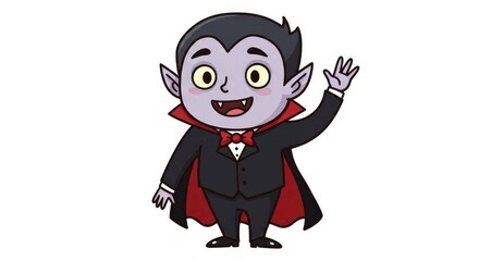 Cute Cartoon Style Little Vampire Character With Bow Tie Illustration