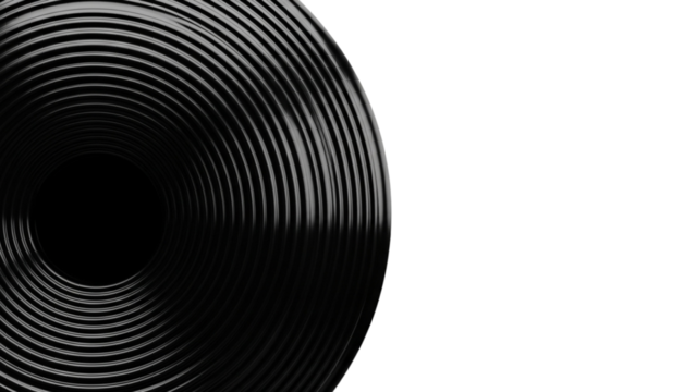 Abstract metallic rings illustration on black minimalist backdrop