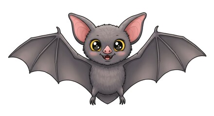 Cute Cartoon Style Bat with Big Eyes Illustration Animal Character