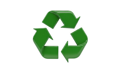 Obraz premium Green Recycle Symbol on Black Background. Glossy Eco Concept