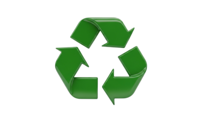 Green Recycle Symbol on Black Background. Glossy Eco Concept