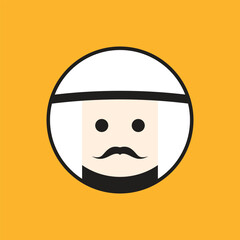 Arabian man whiskers with Turban logo. Arabian man logo vector line  potrait colorful design with dark background. Abstract graphic illustration. Simple Modern template logo.