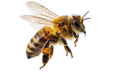 Detailed Honeybee Flying on Black Background Insect Wildlife