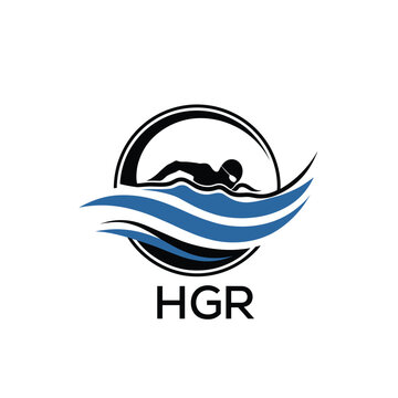 HGR Swimming  Company logo. HGR Water Sports logo design for entrepreneur and business. HGR Training Branding best icon.
