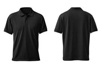 Blank black polo shirt, front and back views (2)