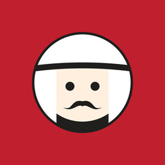 Arabian man whiskers with Turban logo. Arabian man logo vector line  potrait colorful design with dark background. Abstract graphic illustration. Simple Modern template logo.