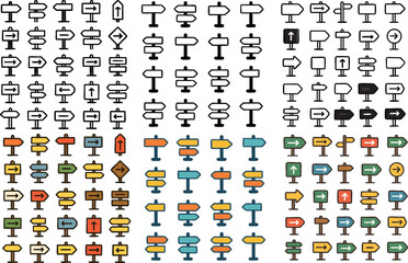 Obraz premium Collection of various signpost icons and symbols.