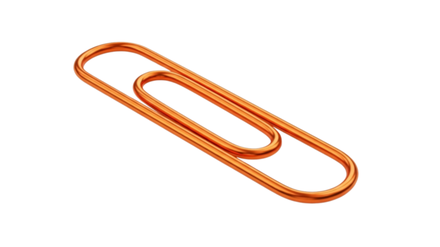 Copper colored paperclip isolated on black plain studio background macro close up - Powered by Adobe
