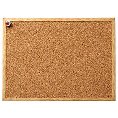 Rectangular cork bulletin board with wooden frame