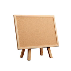 Wooden cork notice board on easel