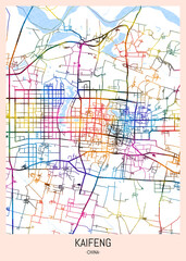 Kaifeng China City Map. city background, abstract city printable, city travel, city banner, modern city, city background, abstract watercolor, abstract paint, urban background