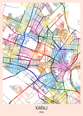 Karaj Iran City Map. city background, abstract city printable, city travel, city banner, modern city, city background, abstract watercolor, abstract paint, urban background