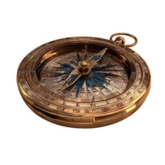Round brass compass, detailed
