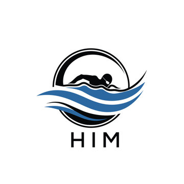 HIM Swimming  Company logo. HIM Water Sports logo design for entrepreneur and business. HTK Training Branding best icon.
