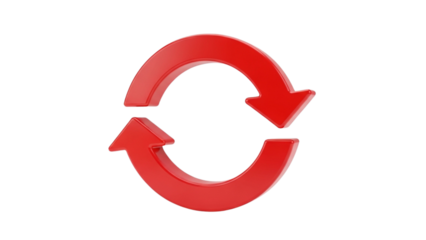 Scarlet Circular Arrows Rotation Refresh on Black Background